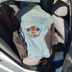 Harley Davidson Blue Jean/ leather jacket XL