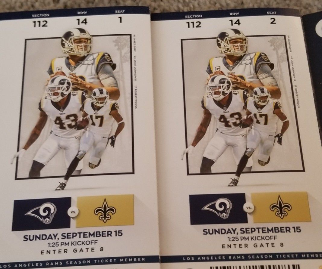2 - RAMS vs. SAINTS - Lower Level - Seats are next to the Players Tunnel
