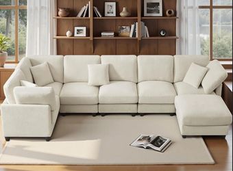 Beige 7 Seat Sectional Sofa