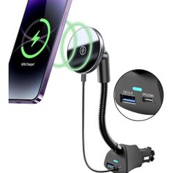 Cargador de montaje para coche Mag-Safe de 15 W, iPhone inalámbrico para encendedor de cigarrillos, 