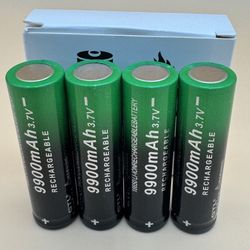 18650 Rechargeable Battery, 3.7V 9900mAh, Flat Top For Flashlight Torch (4 Pack)