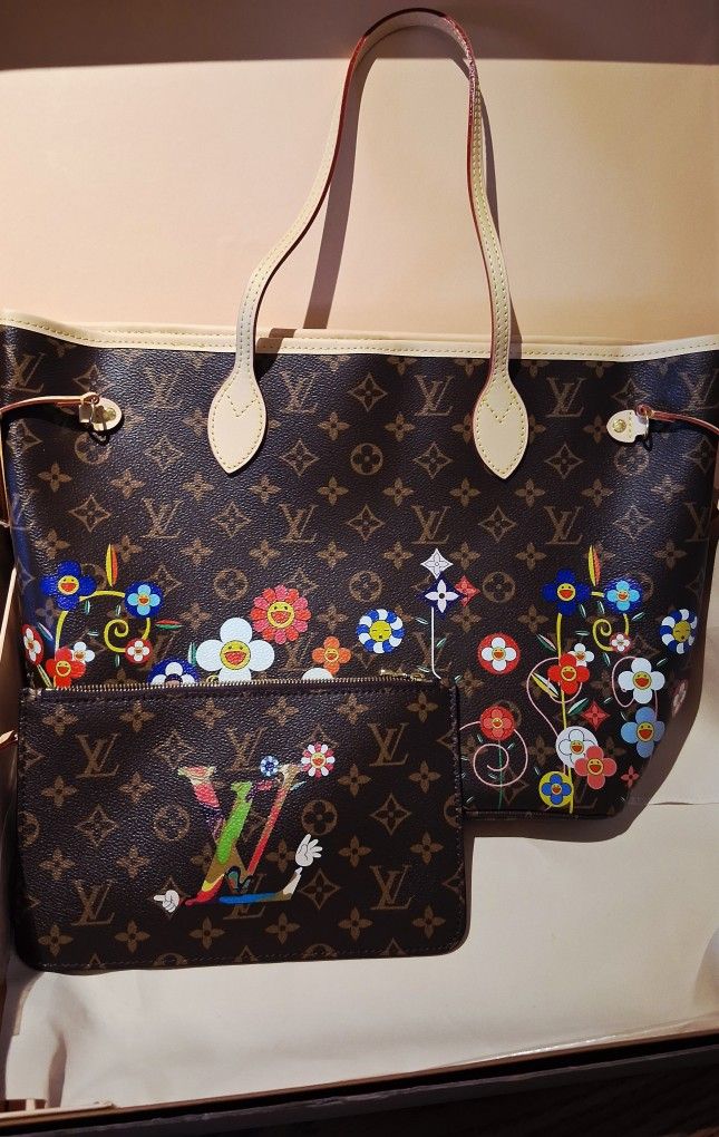Louis Vuitton x Takashi Murakami Multicolor Monogram Pochette Bag #luxuryhandbag