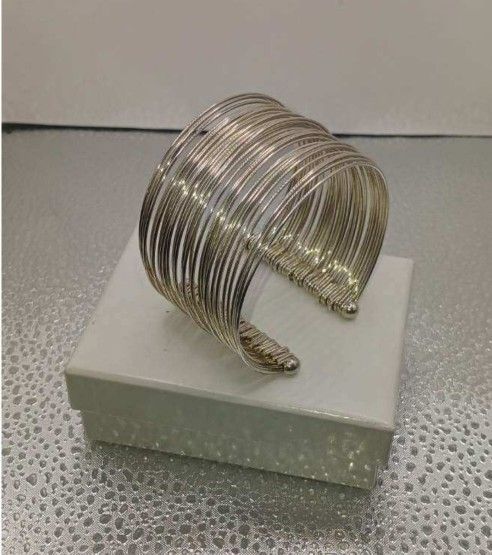 Small silver wire cuff bracelet
