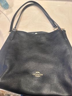 Coach Hallie Black Pebbled Shoulder Bag