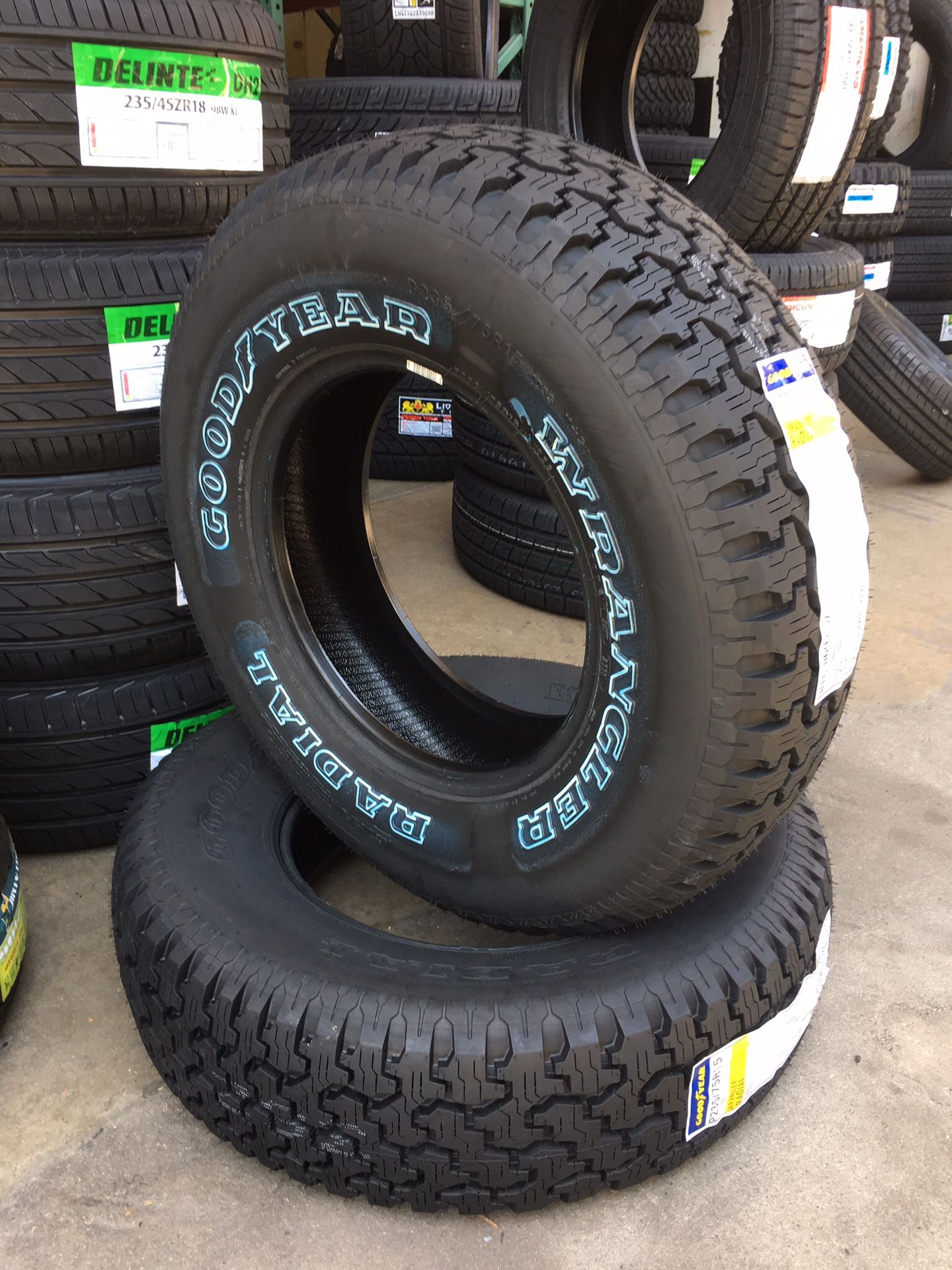 New set of (4) 235/75R15 Goodyear Wrangler radial tires for sale for Sale  in San Bernardino, CA - OfferUp