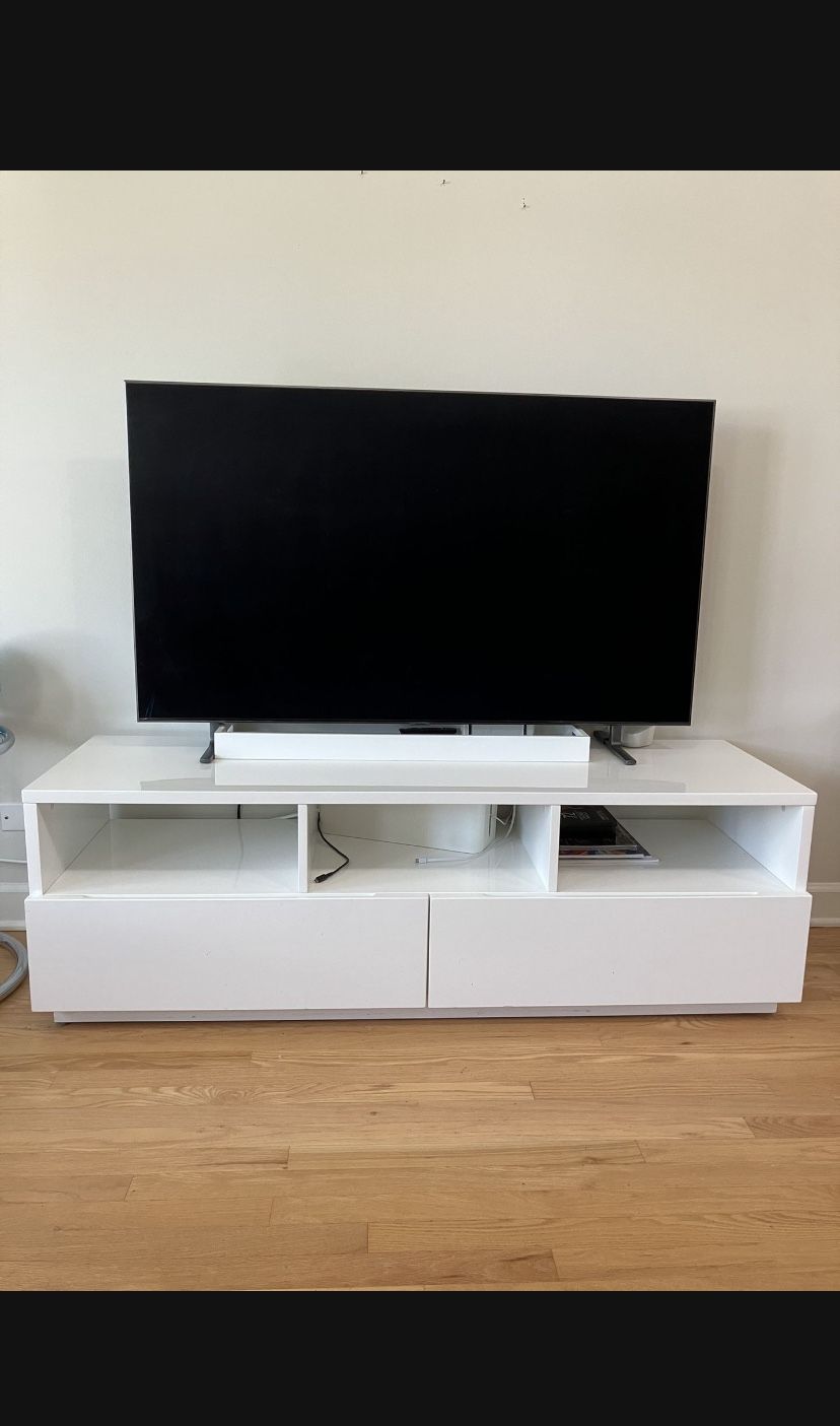 CB2 TV console media concole tv cabinet dresser bookcase 60” new condition