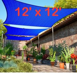 Sun Shade Sail 12'x12' Rectangle Sand UV Block Sunshade for Backyard Yard