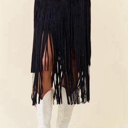 Fringe Suede Skirt
