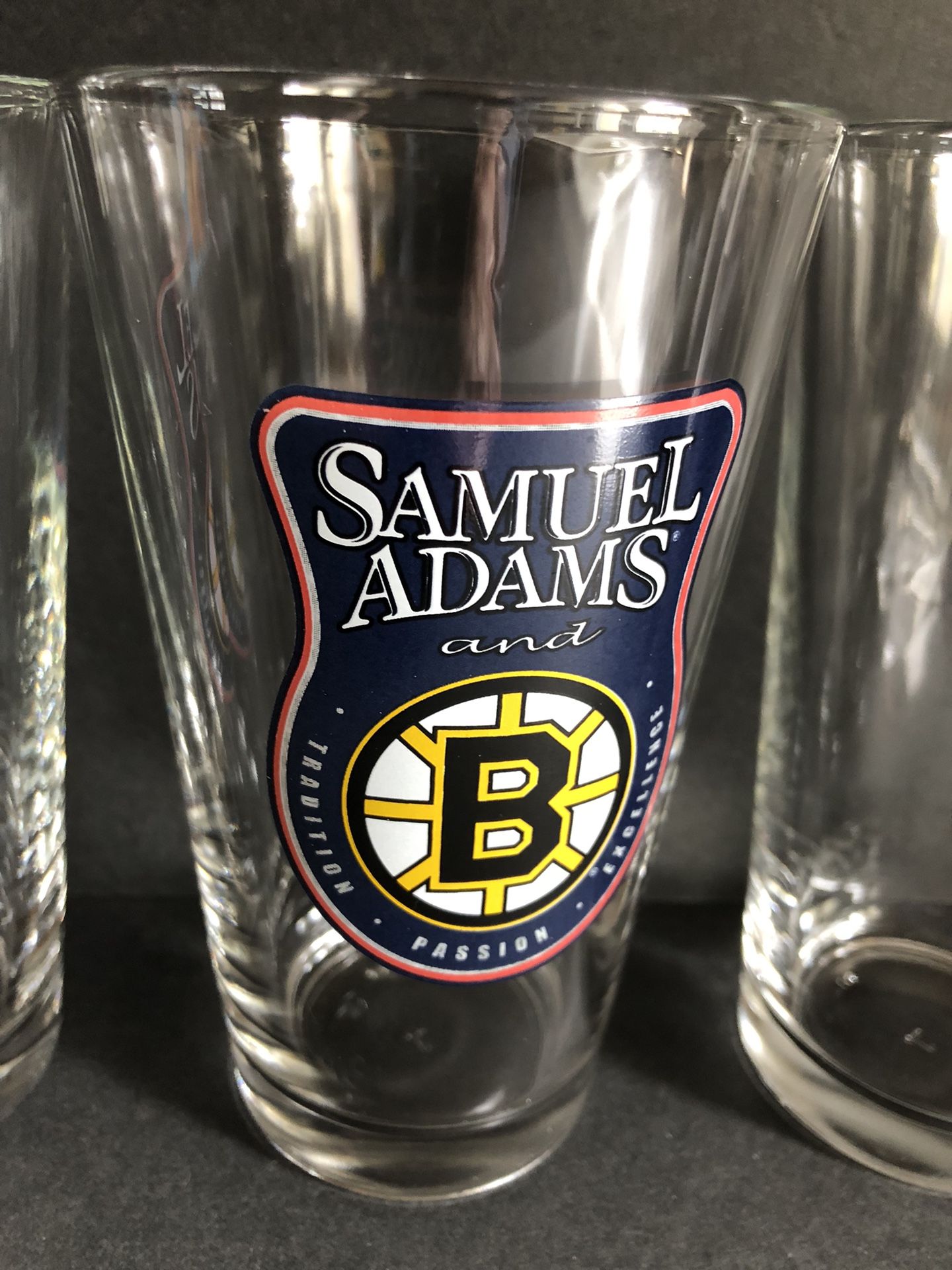 Set Of 6 Samuel Adams/Boston Bruins Glassware