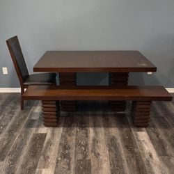 Solid Wood Dining Room Table With Bench Seat