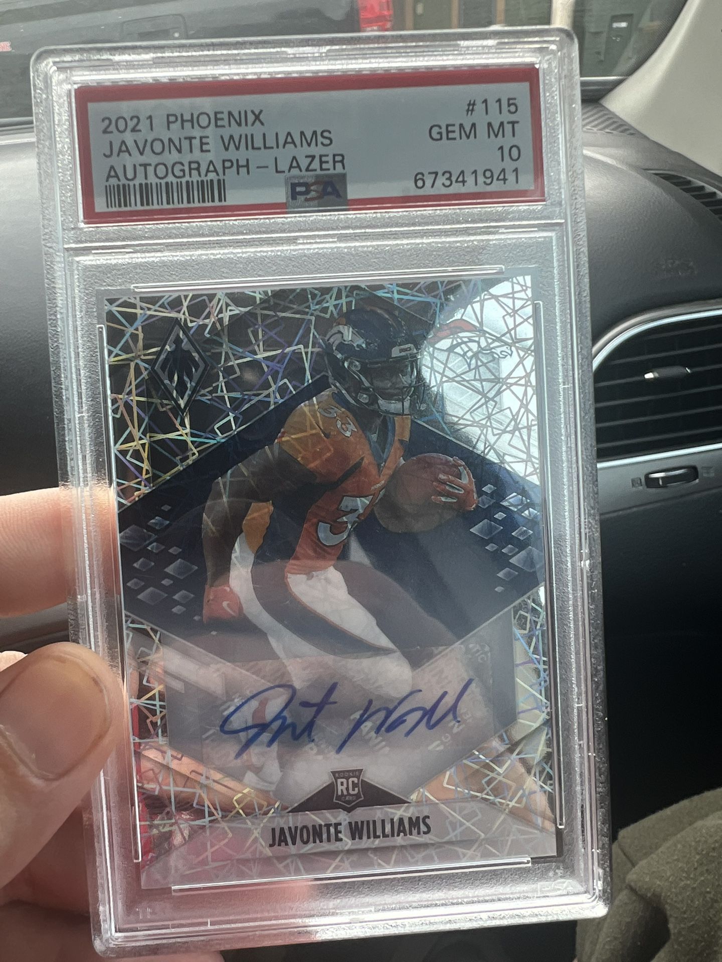 Javonte Williams Phoenix Lazer Rookie Auto PSA 10