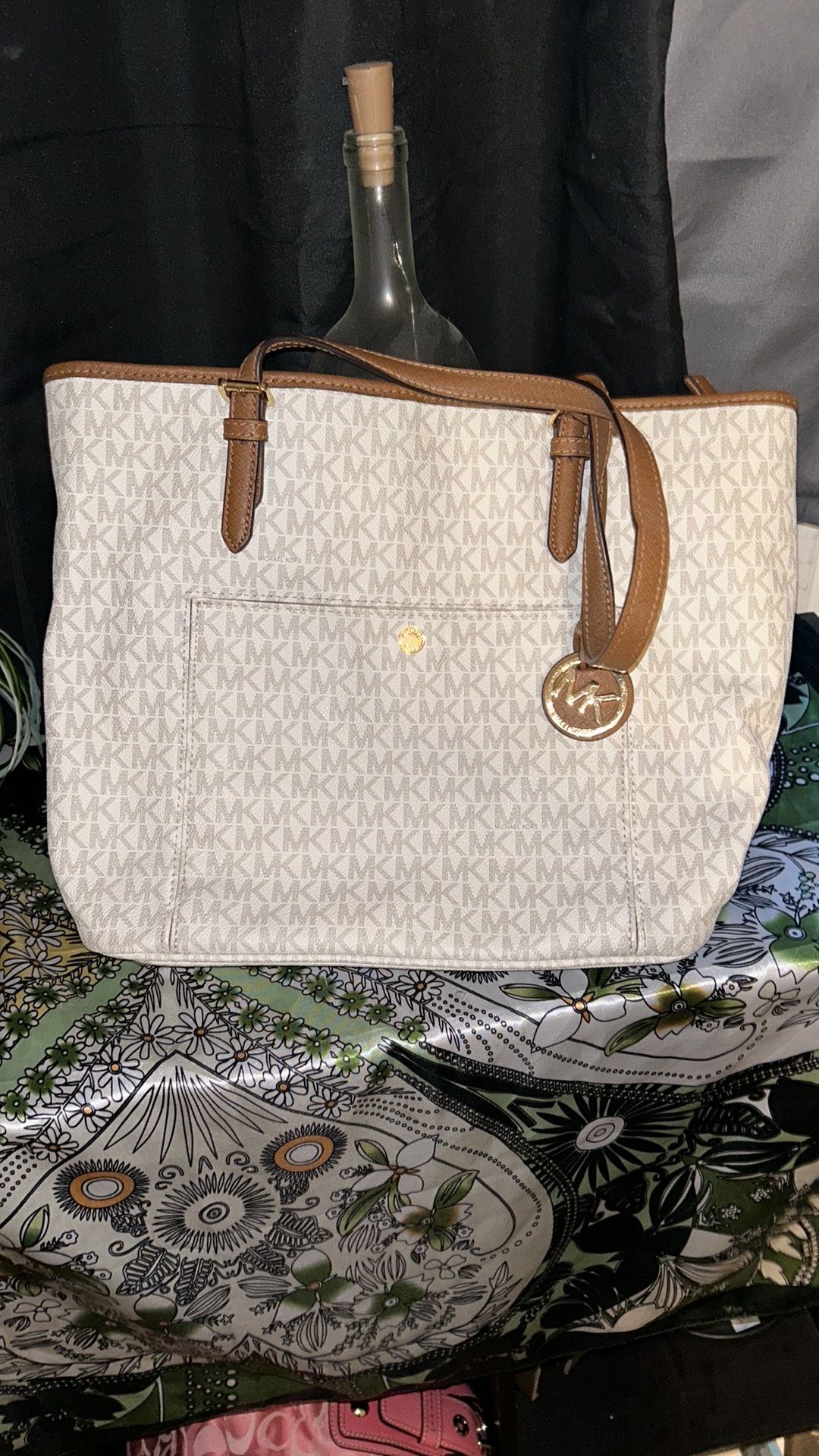 Off White And Tan Authentic Michael Kors Bag 