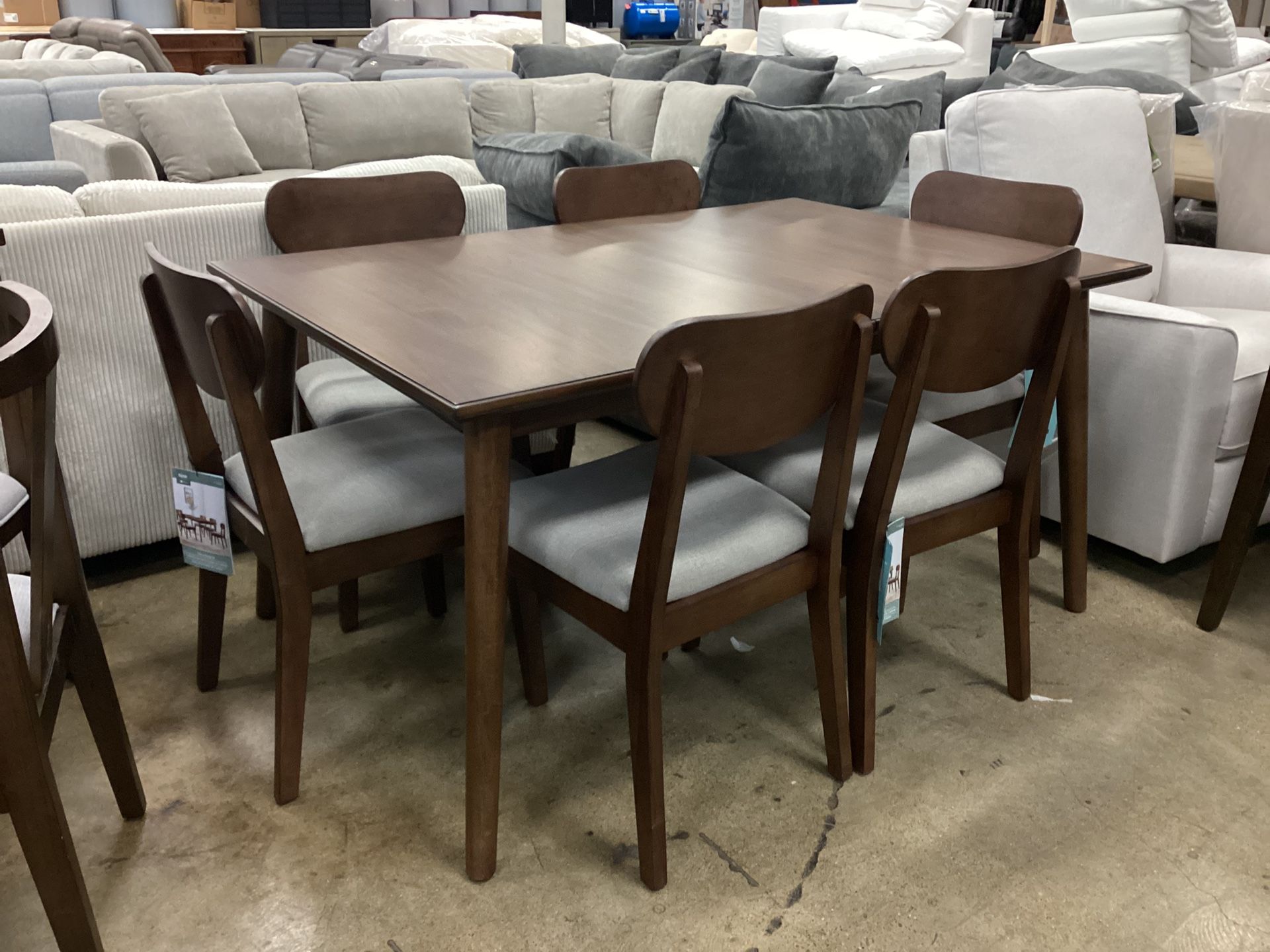 Modern Brown Dining Set Table For 6 , New Scratch And Dent 