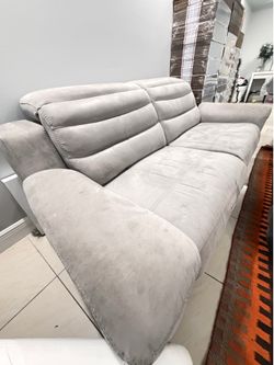 Kuka Home Power Reclining Microfiber Sofa with USB Charging – Light Grey