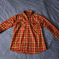 Dixxon Woman's Plaid Flannel Shirt Medium Jarhead Red