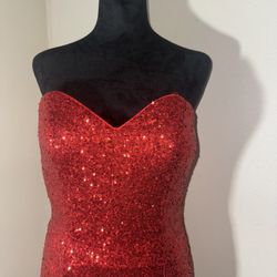 Red Long Sequin Dress 