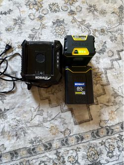 2     Kobalt 80V MAX 2.0Ah lithium-ion batteries and One Kobalt 80V charger