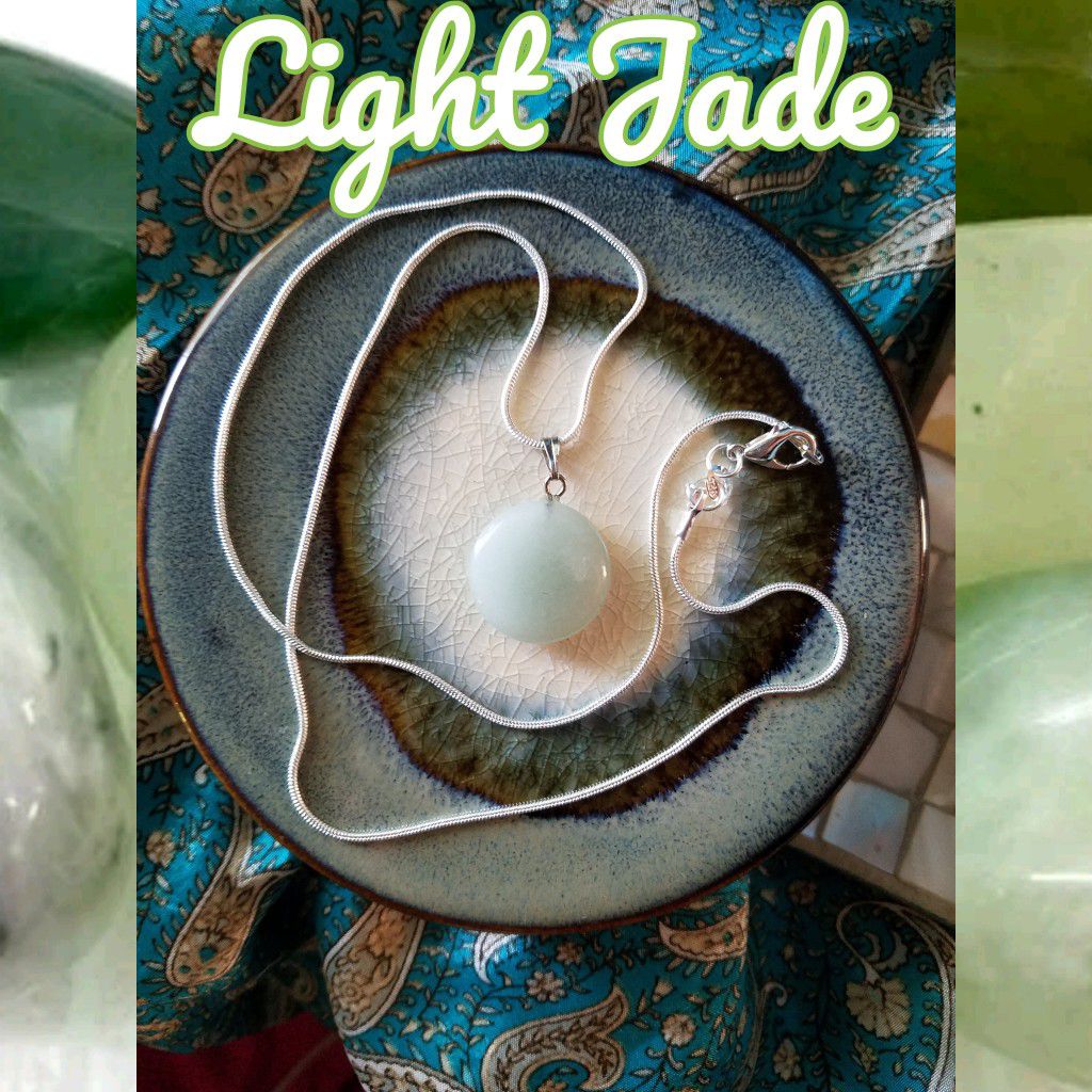 Tranquil Balance Light Jade Worry Charm 925 Necklace Luck Prosperity