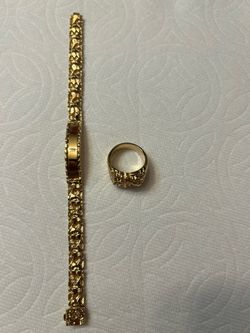 Gold Nugget Bracelet and Ring Set