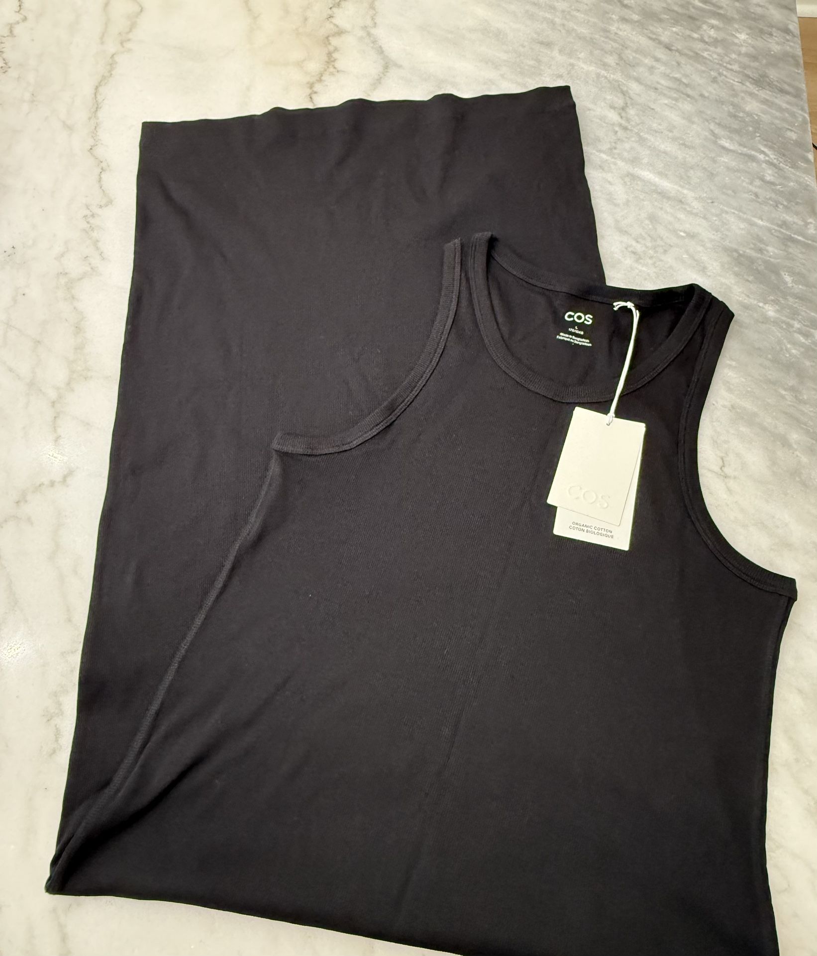 COS Black Sleeveless Ribbed Dress Size L