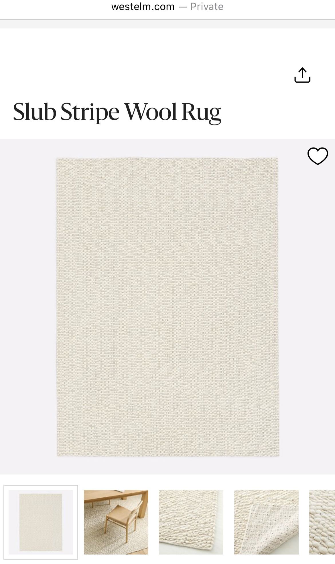 WEST ELM Slub Stripe Wool Rug 5’x8’