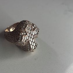 925 Silver Solid 14k Rose Gold Plate Ring 