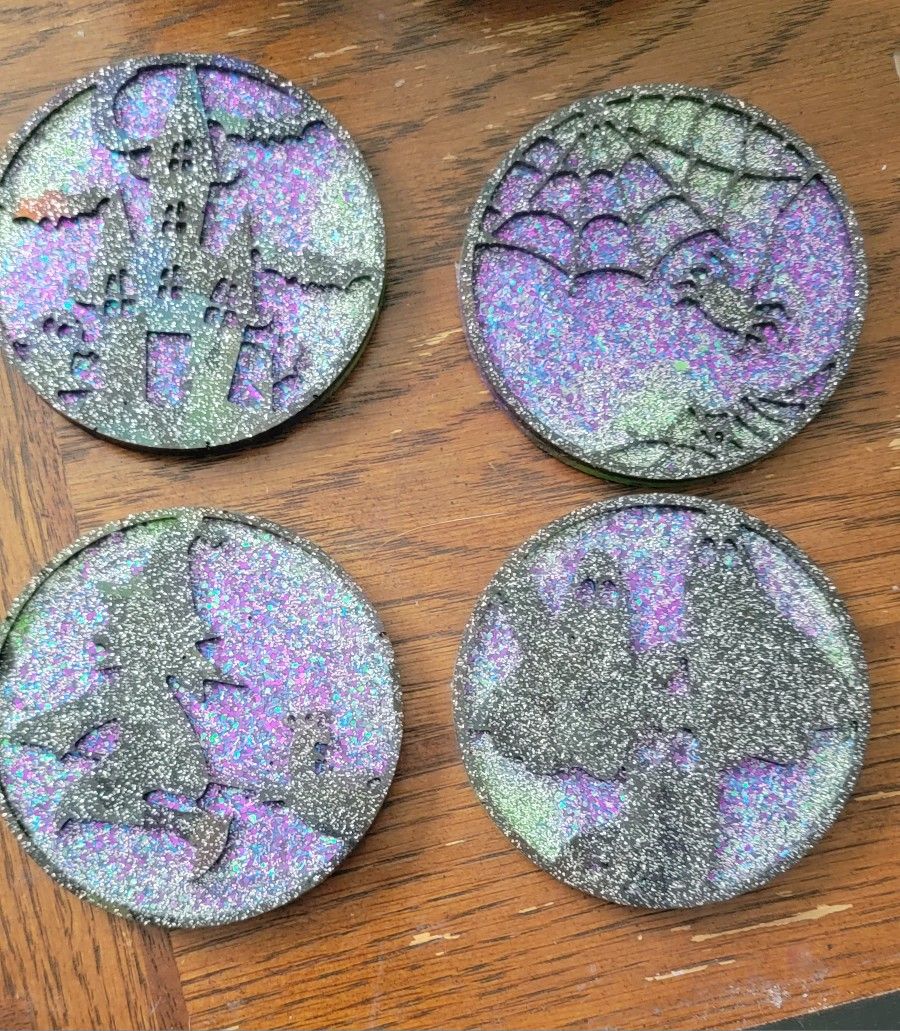 Set Of 4 Resin Coaster Or Ornaments 