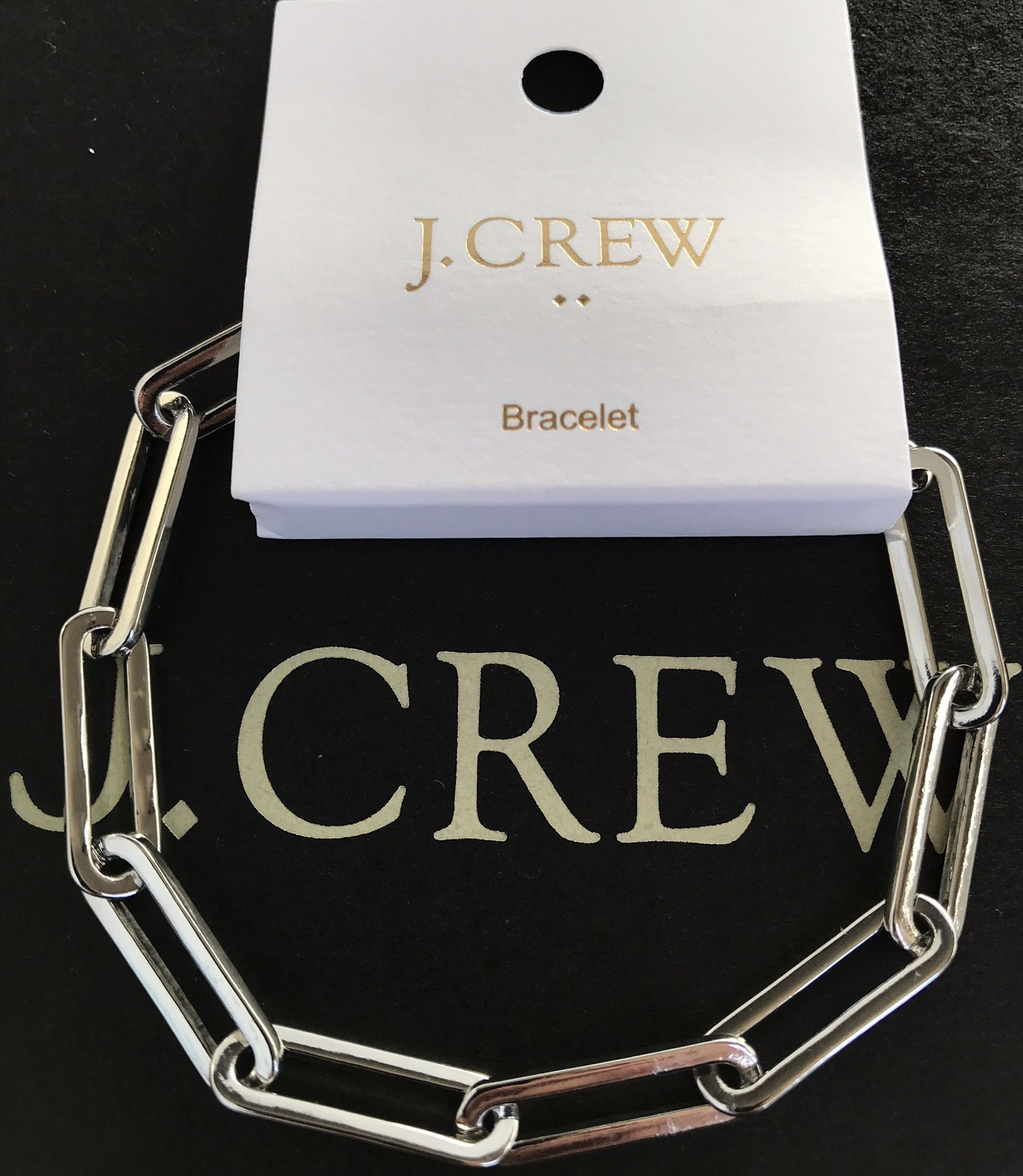 (NEW) WOMEN’S J.CREW FACTORY SILVER PAPER-CLIP LINK BRACELET - SIZE: OS (ONE SIZE)