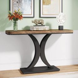 C0690X 40" Console Table, Narrow Entryway Foyer Table with Geometric Base