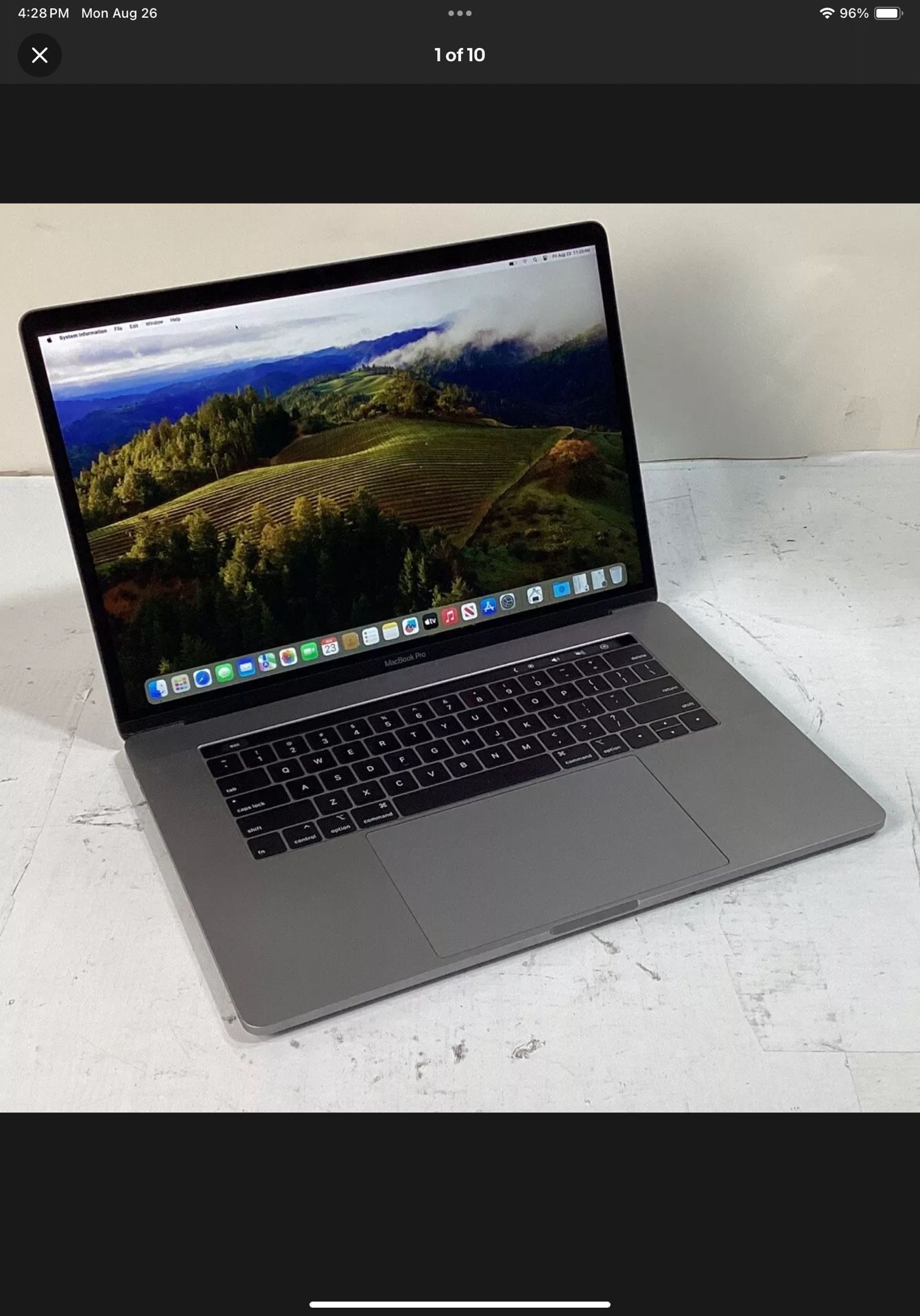 2019 Apple MacBook Pro A1990 15" i7 9750H 2.6GHz 16GB 512GB Bad Battery