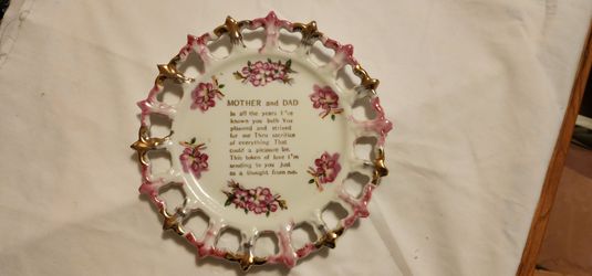 Decorative wall plate w/ message to parents
