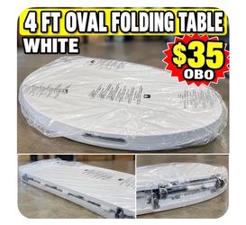 4FT White Oval Folding Table – $35 OBO