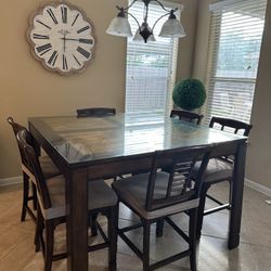 Large 9-Piece Counter-Height Dining Table Set (Table & 8 Chairs)