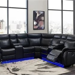 Black Recliner Sectional Couch ( Delivery Available) 