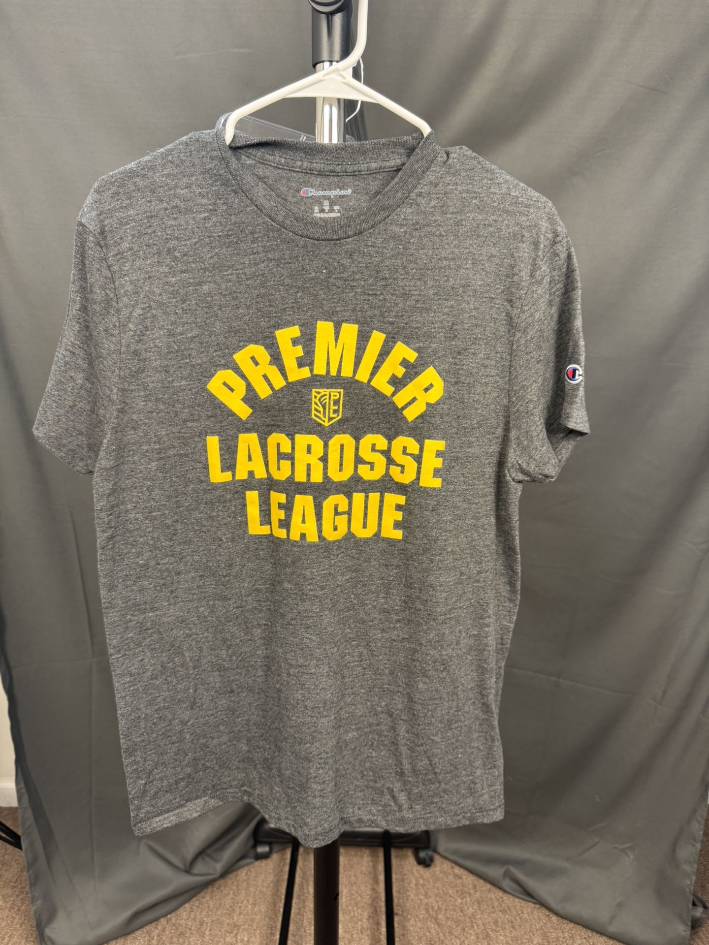 Champion Premier Lacrosse League T-Shirt Men’s Medium – Gray/Yellow – Excellent Condition 