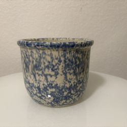 Blue Sponge Ware Pottery Bowl