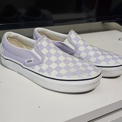 Vans Classic Slip Ons - Purple Checkered- Size 6 Womens