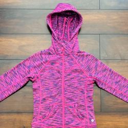 Little Girls Clothes Bright Pink Heather Color Lightweight Full Zipper Hoodie Sweatshirt Jacket Size 7/8