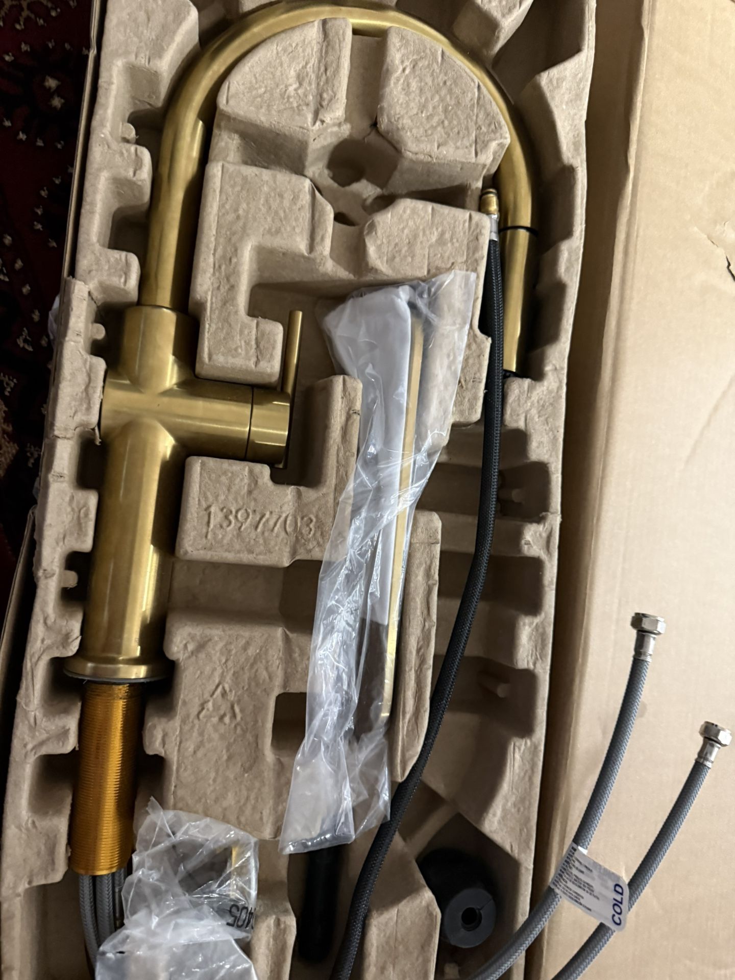 Crue Vibrant Brushed Moderne Brass Single Handle Deck-mount Pull-down Kitchen Faucet with