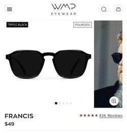 WMP Wear Me Pro Francis Square Polarized Sunglasses Black
