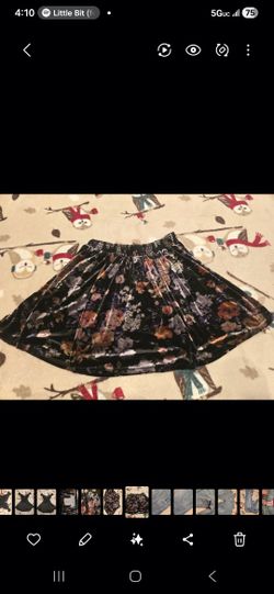 Black Velvet Floral Skirt