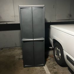 Sterilite 4 Shelf Cabinet, Lockable Utility Storage, Gray, about two months old delivery available locally