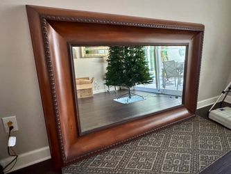 Large Wall Mirror with Wood Frame