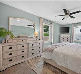 Complete Distressed Gray Queen Bedroom Set