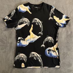 Pink Dolphin Black T-Shirt with Dolphin Design