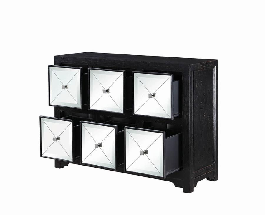 New Wooden Accent Cabinet with Mirrored Drawers