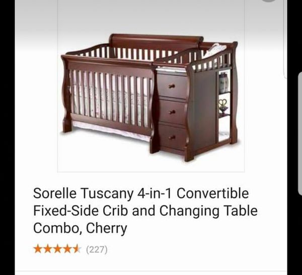 Cherry Wood Crib With Side Rail And Changing Table Normal Wear Rarely Used Matress Not Included For In Huntington Beach Ca Offerup
