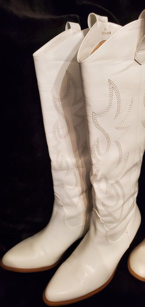 New $35 White Western Boots Women Size 10