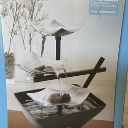 Indoor 3-Tier Relaxation Tabletop Fountain, Automatic Pump with Power Switch
