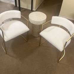 Modern 3 Piece Set Of 2 Ivory Fur Chairs With Pearl Table It’s A Set No Individual Purchase Pick Up In Gaithersburg Md20877